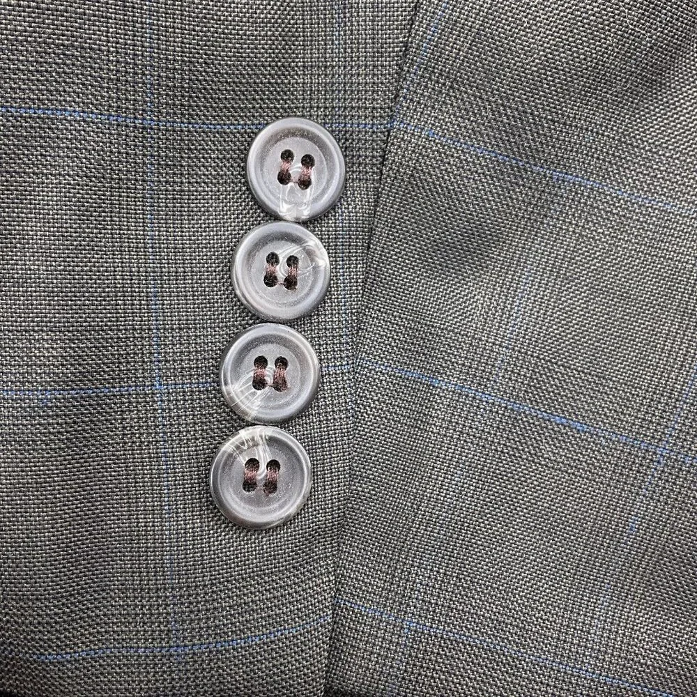 Chaps Ralph Lauren Blazer Men 42R Gray Blue Plaid Cashmere Wool Union Canada VTG
